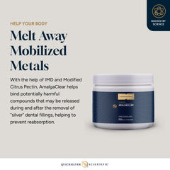 Quicksilver AmalgaClear powder closeup highlighting fine texture for easy mixing.