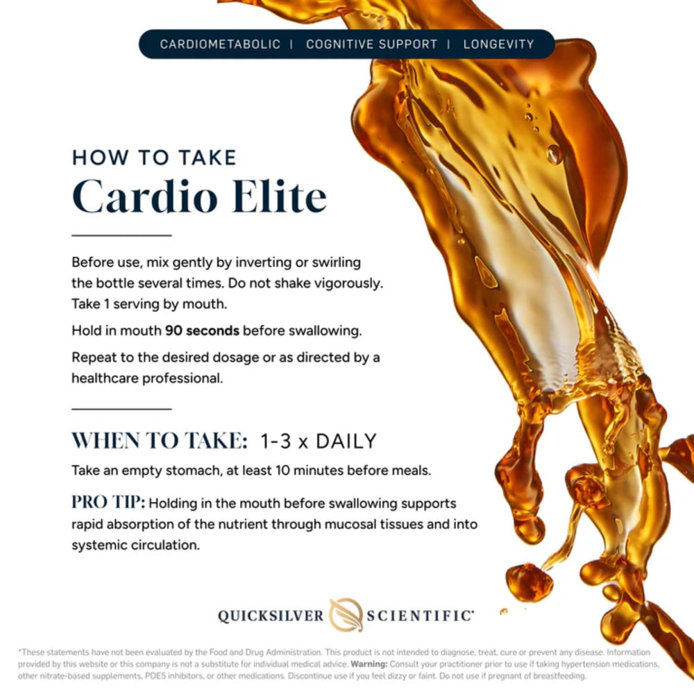 Quicksilver Cardio Elite nanoemulsion delivery system image shows rapid absorption potential.