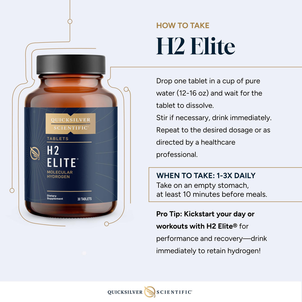 Quicksilver H2 Elite bottle closeup showcasing compact packaging for travel hydration.