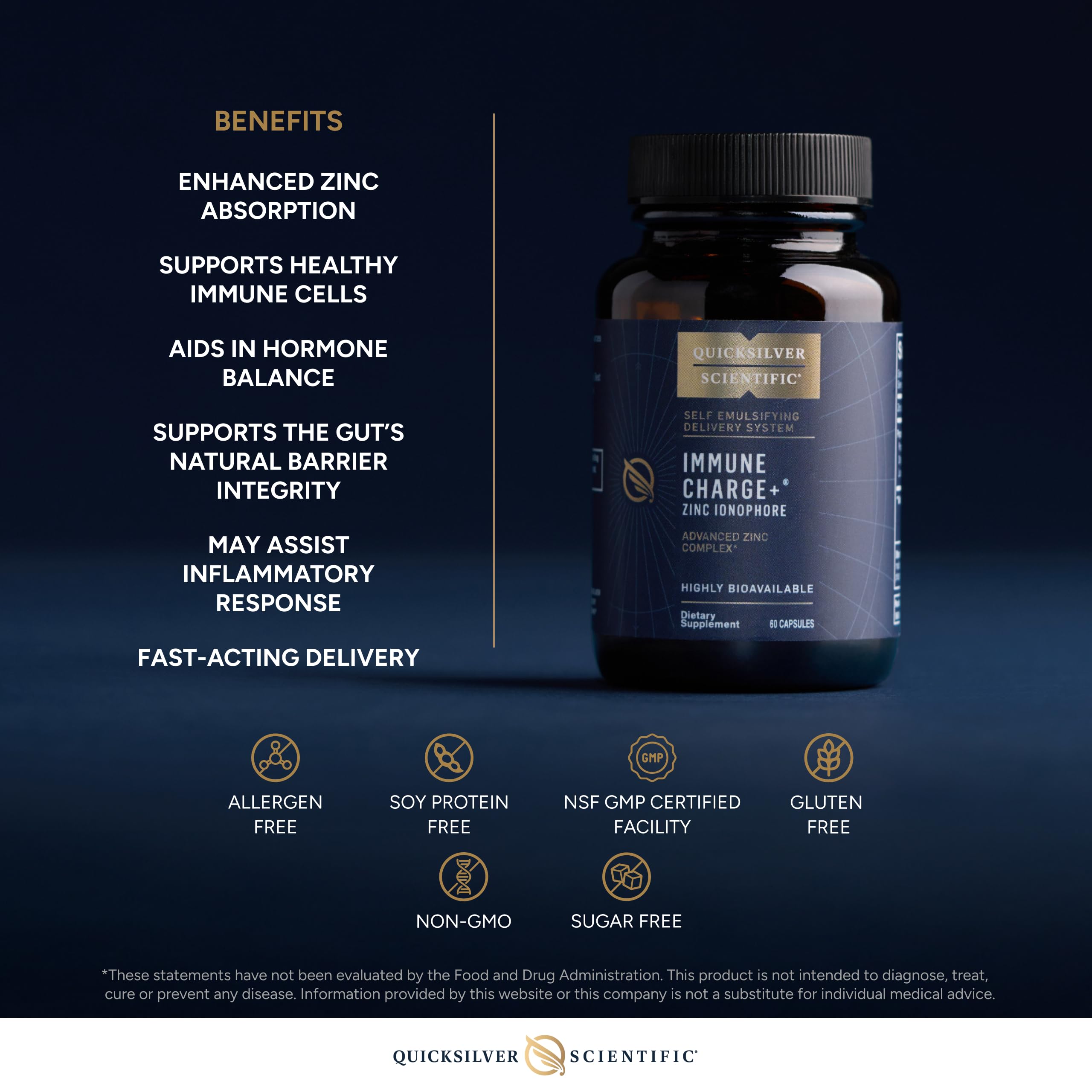 Quicksilver Immune Charge label displays quercetin, luteolin, and hesperetin ingredients.