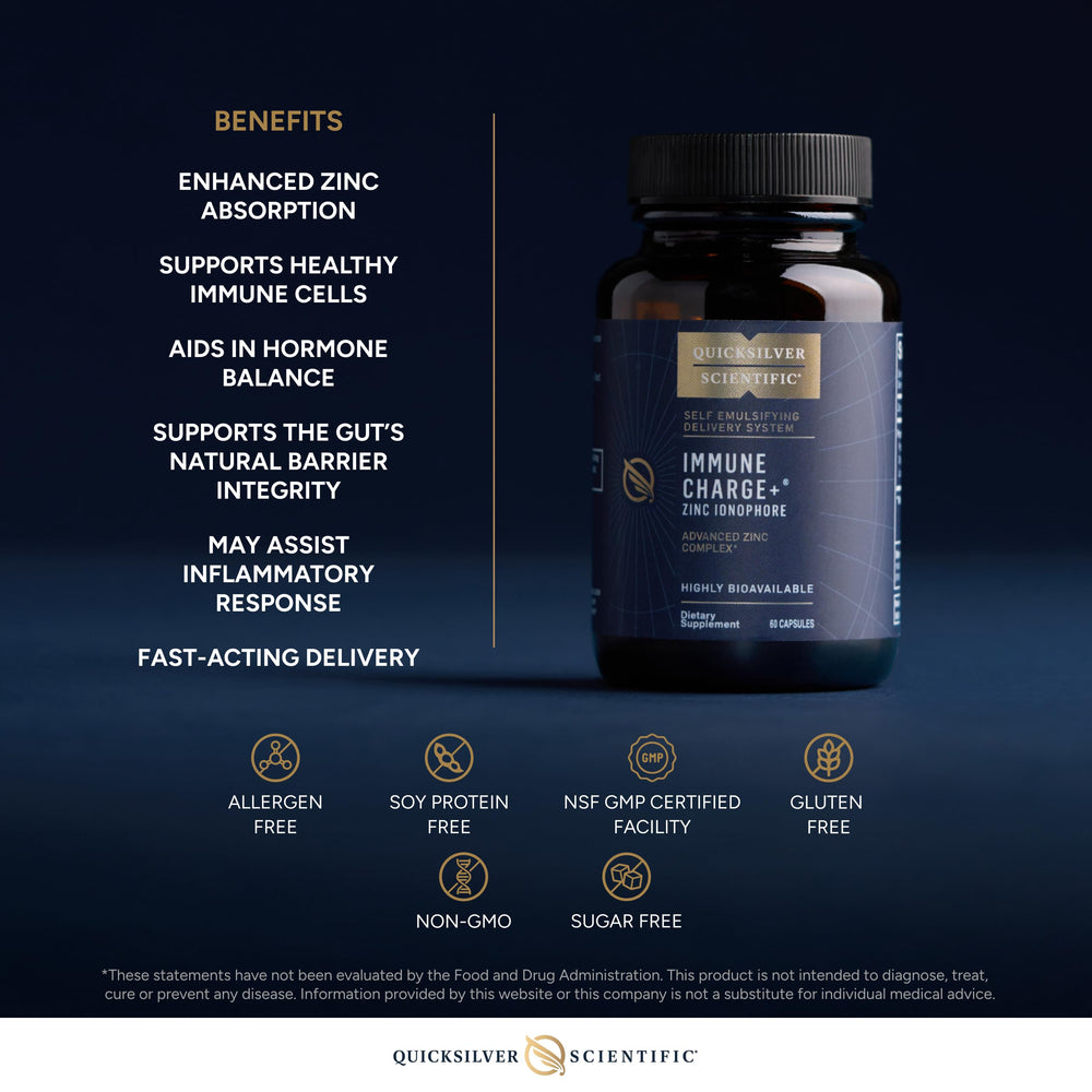 Quicksilver Immune Charge label displays quercetin, luteolin, and hesperetin ingredients.