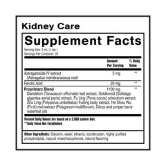 Quicksilver Kidney Care ingredients panel highlighting goldenrod dandelion leaf and astragaloside IV
