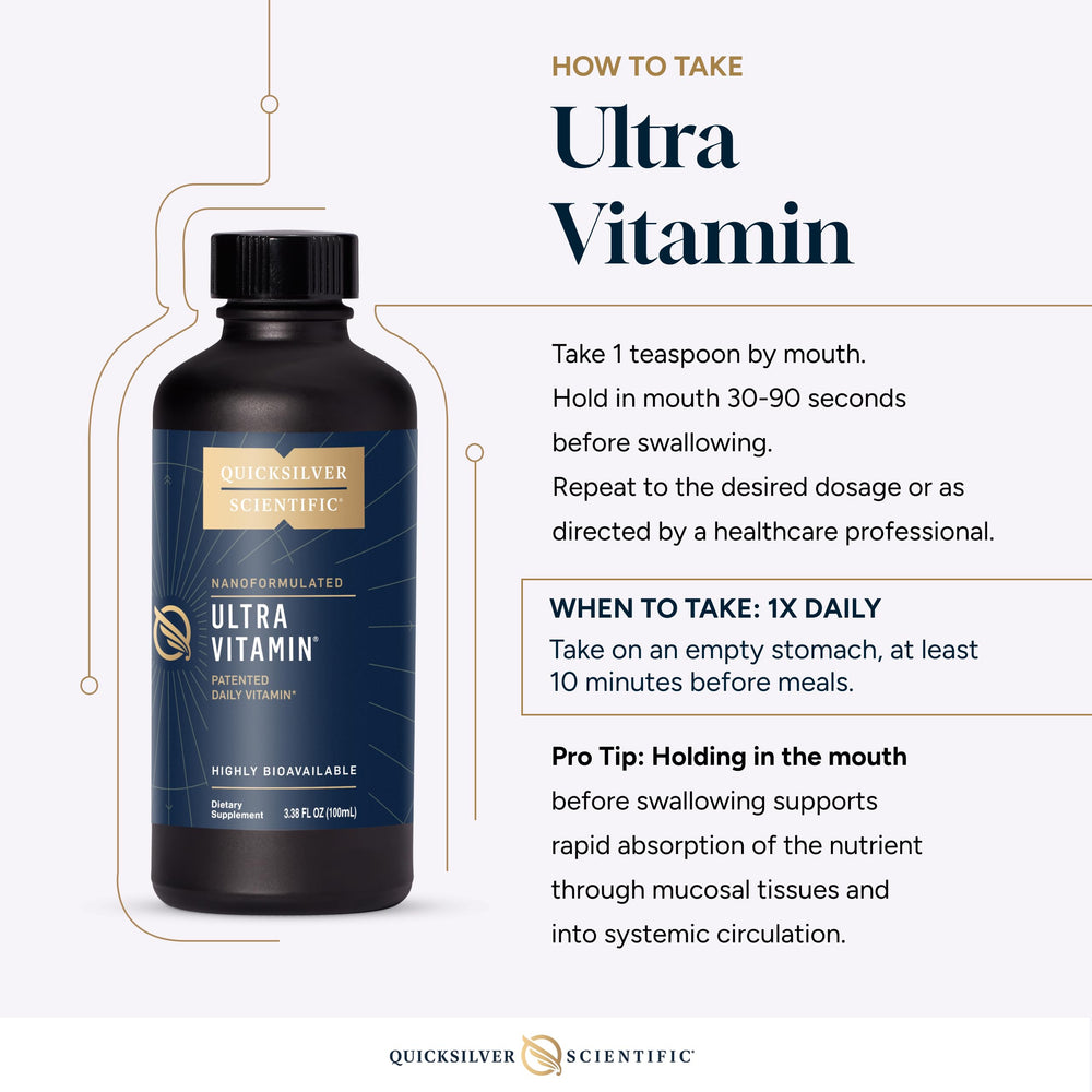 Quicksilver Liposomal Ultra Vitamin label close-up showing nutrient spectrum