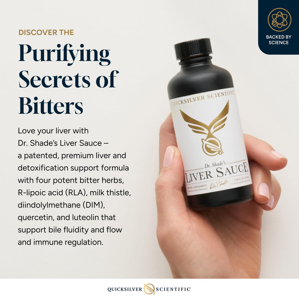 Quicksilver Liver Sauce liposome delivery closeup highlighting fast-acting liver support