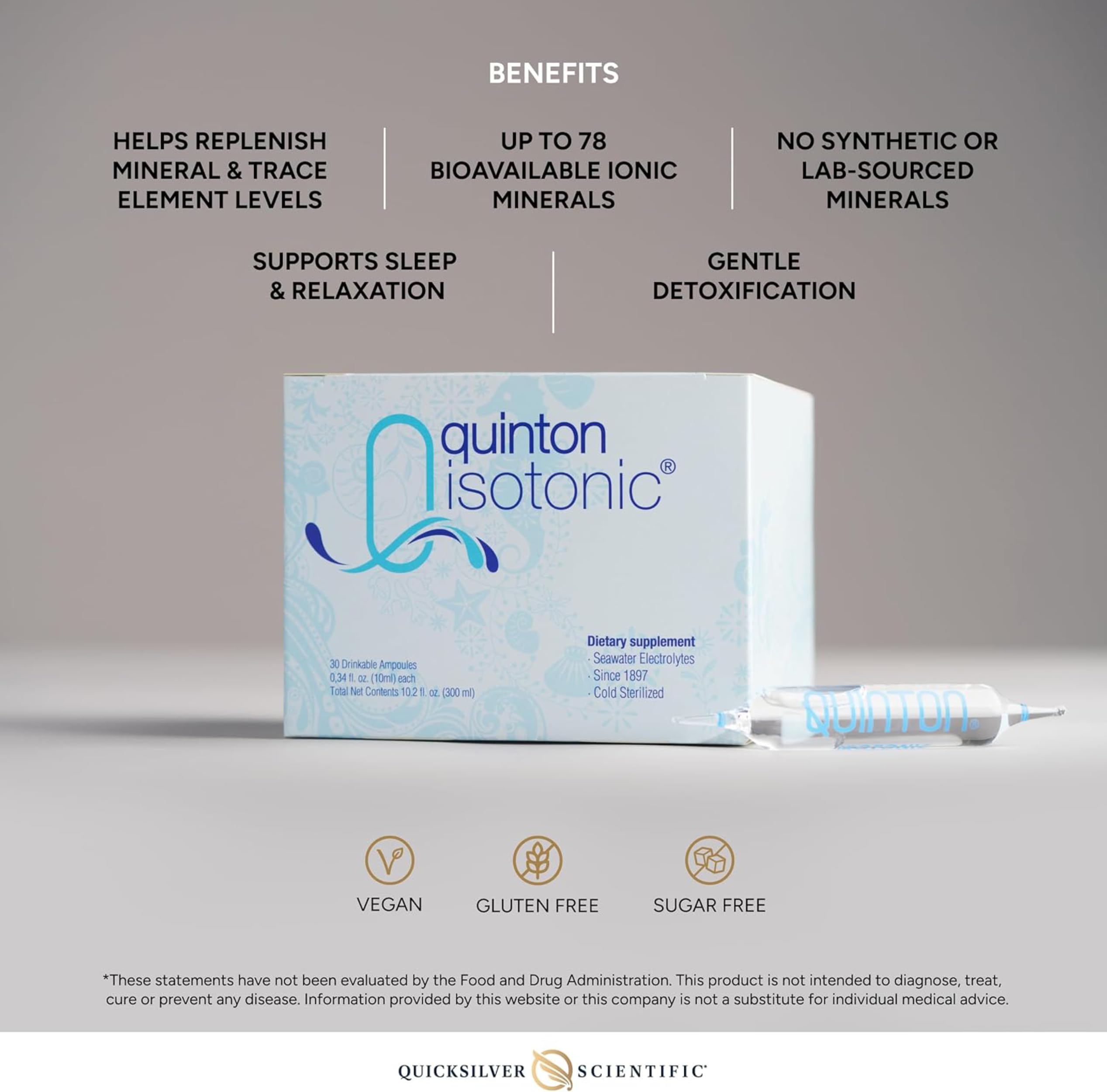 Quicksilver Scientific alpine spring water detail emphasizes pure hydration base