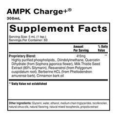 Quicksilver AMPK Charge+ bottle with dispensing cap for easy daily use and dosing.