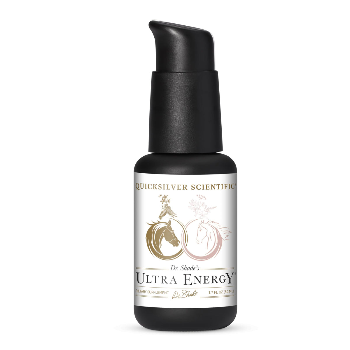 Quicksilver Scientific Dr. Shade's Ultra Energy bottle front view, highlighting premium adaptogenic formula.
