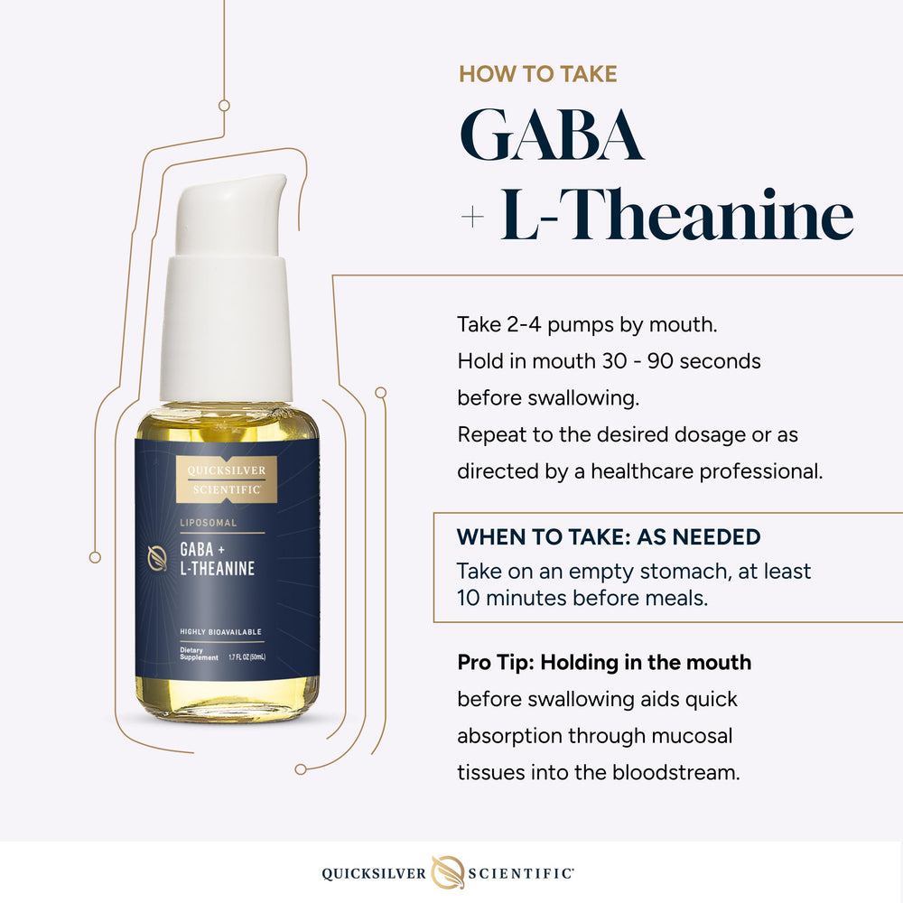 Quicksilver Scientific liposomal GABA + L-Theanine absorption graph illustrates nano-delivery.
