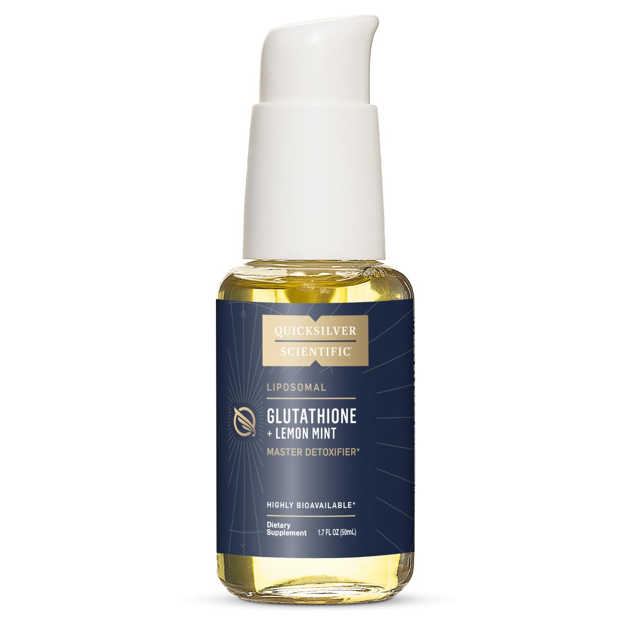 Quicksilver Scientific liposomal glutathione bottle ready for daily supplementation.
