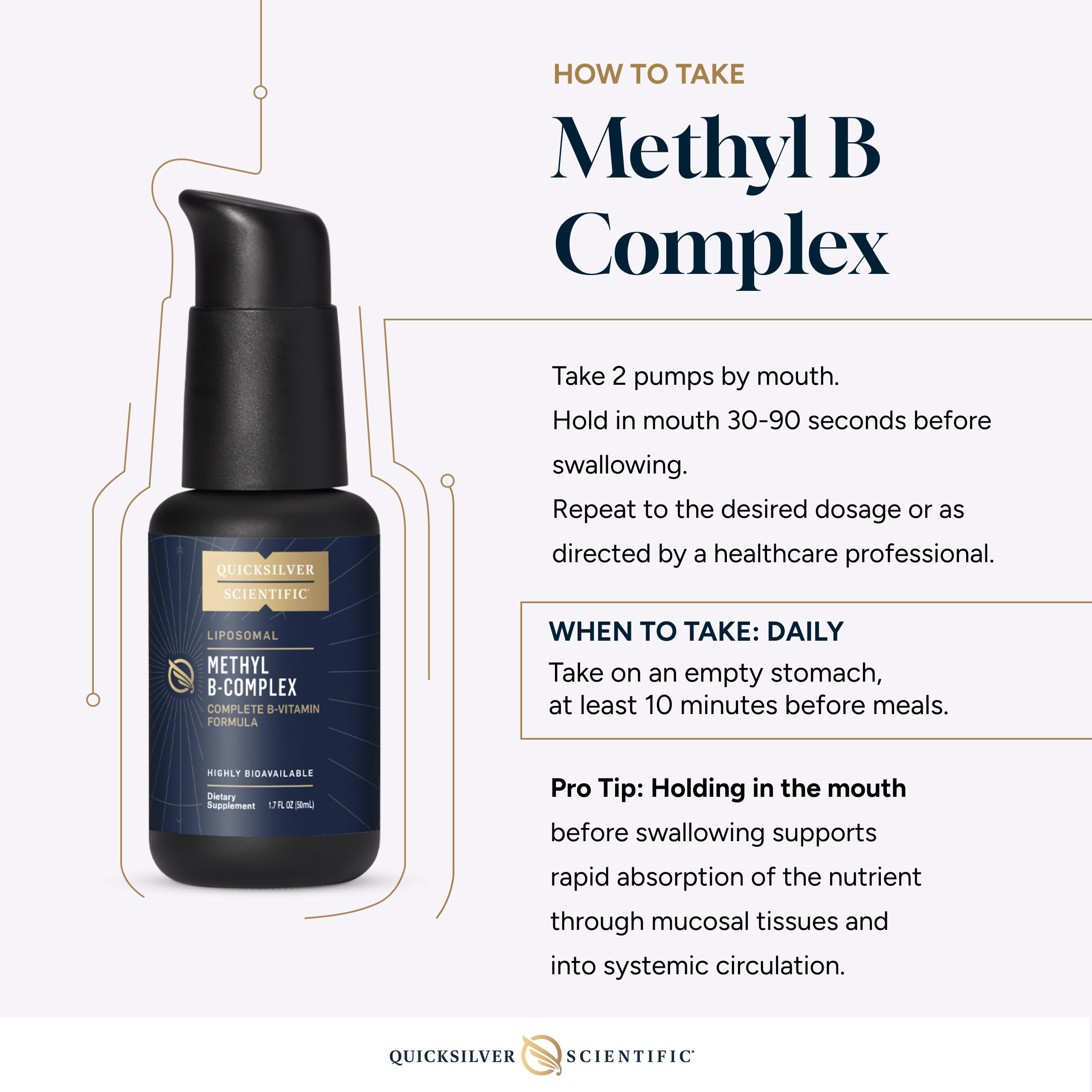Quicksilver Scientific Methyl B Complex formulation clarity highlights a stable liposomal formula.
