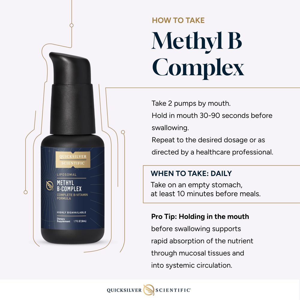 Quicksilver Scientific Methyl B Complex formulation clarity highlights a stable liposomal formula.
