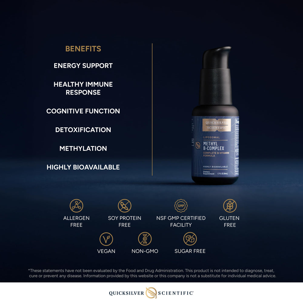 Quicksilver Scientific Methyl B Complex liposome delivery enhances bioavailability.