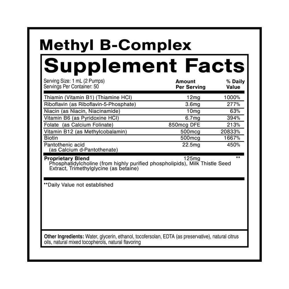 Quicksilver Scientific Methyl B Complex liquid dropper aids quick uptake through the mouth.