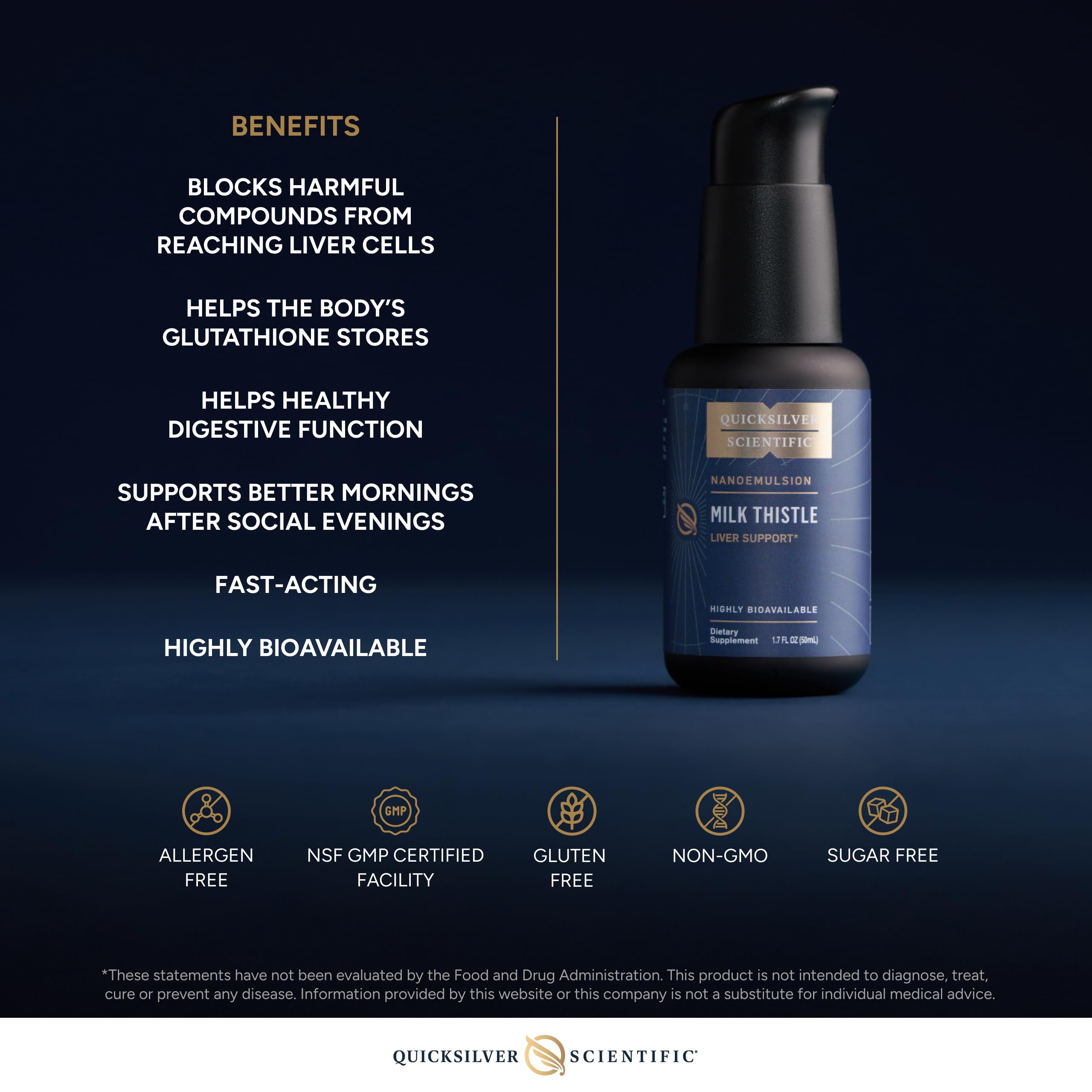 Quicksilver Scientific nanoemulsified milk thistle pour—easy daily use.