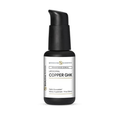 Quicksilver Scientific Oral Liposomal Copper GHK bottle highlighting rapid absorption.