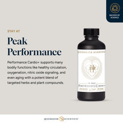 Quicksilver Scientific Performance Cardio+ hawthorn and gingko herbal blend for circulation.