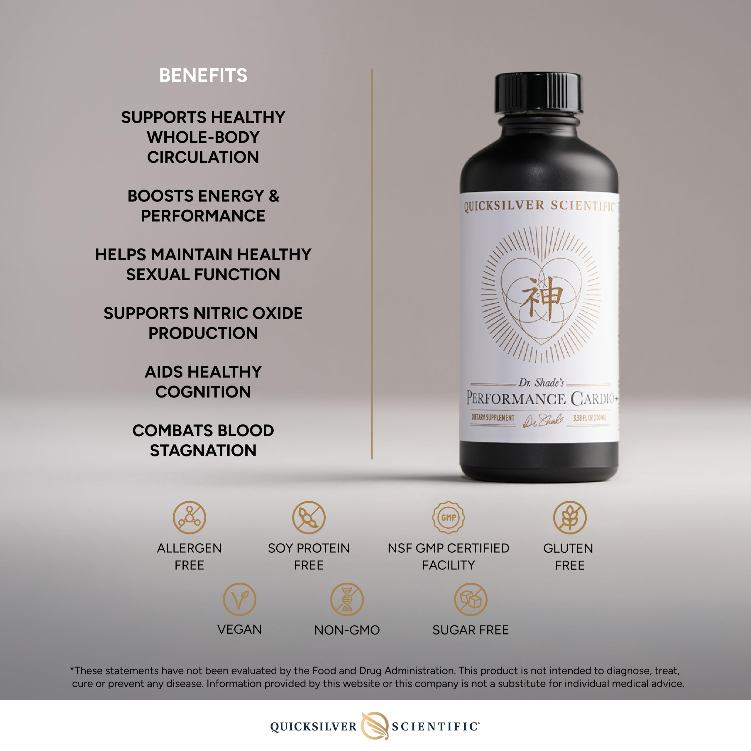 Quicksilver Scientific Performance Cardio+ label design highlights ingredients.