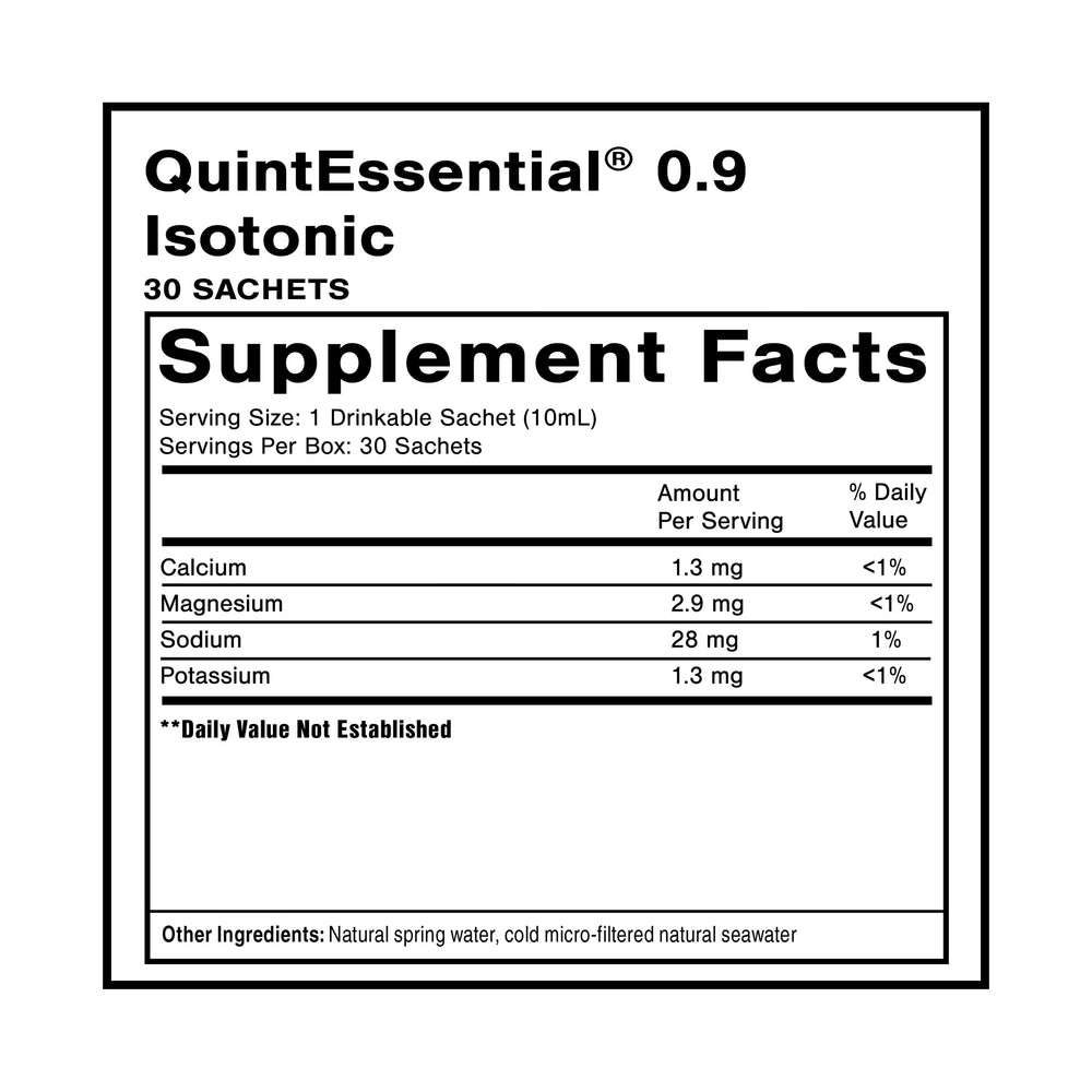 Quicksilver Scientific Quintessential 0.9 sachets in hand for travel hydration