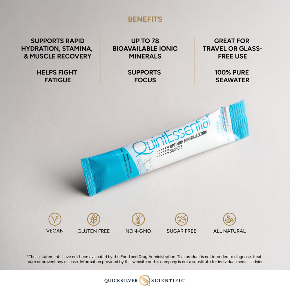Quicksilver Quintessential 3.3 minerals support hydration and endurance during exertion
