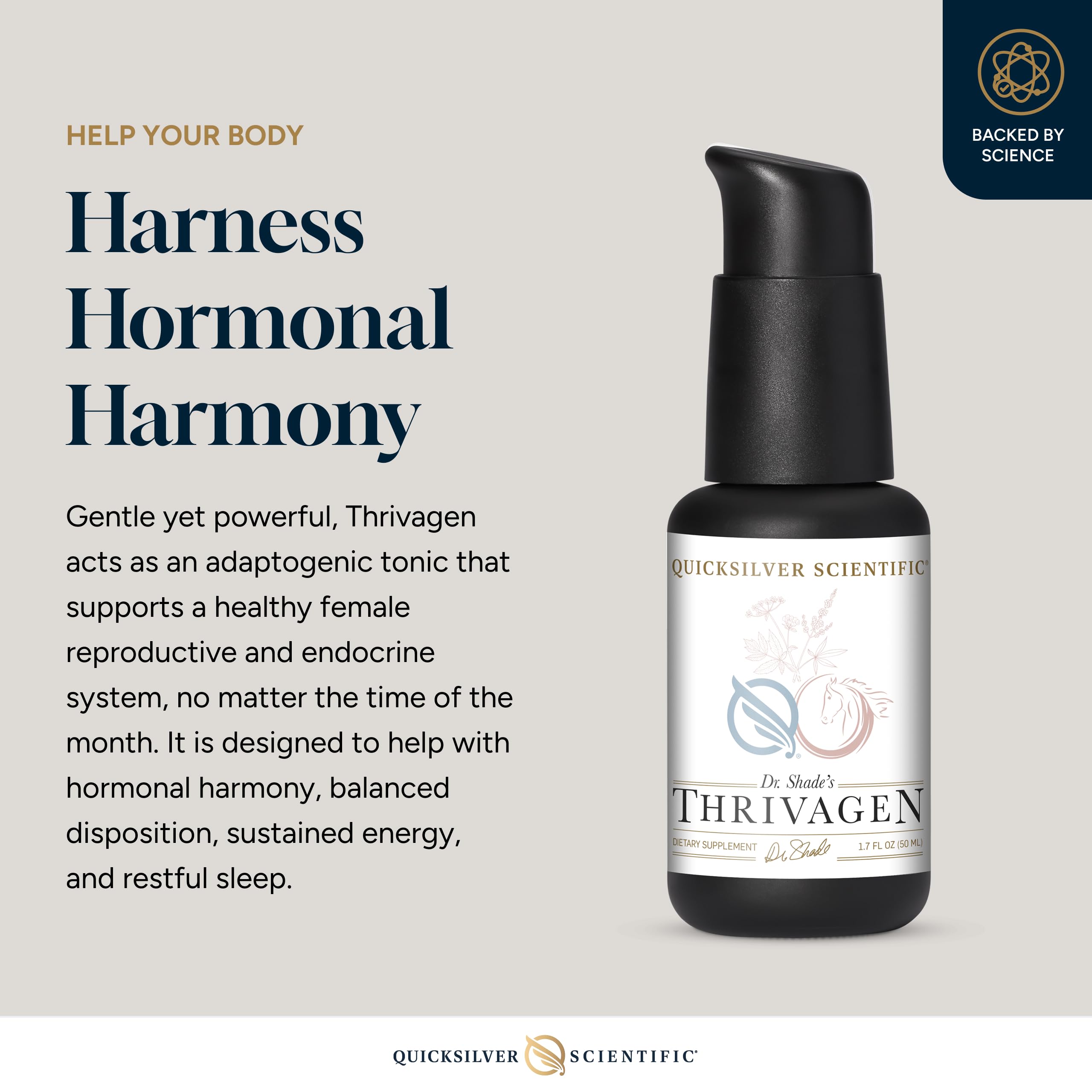 Thrivagen liquid drops closeup emphasizing liposomal delivery for faster absorption.
