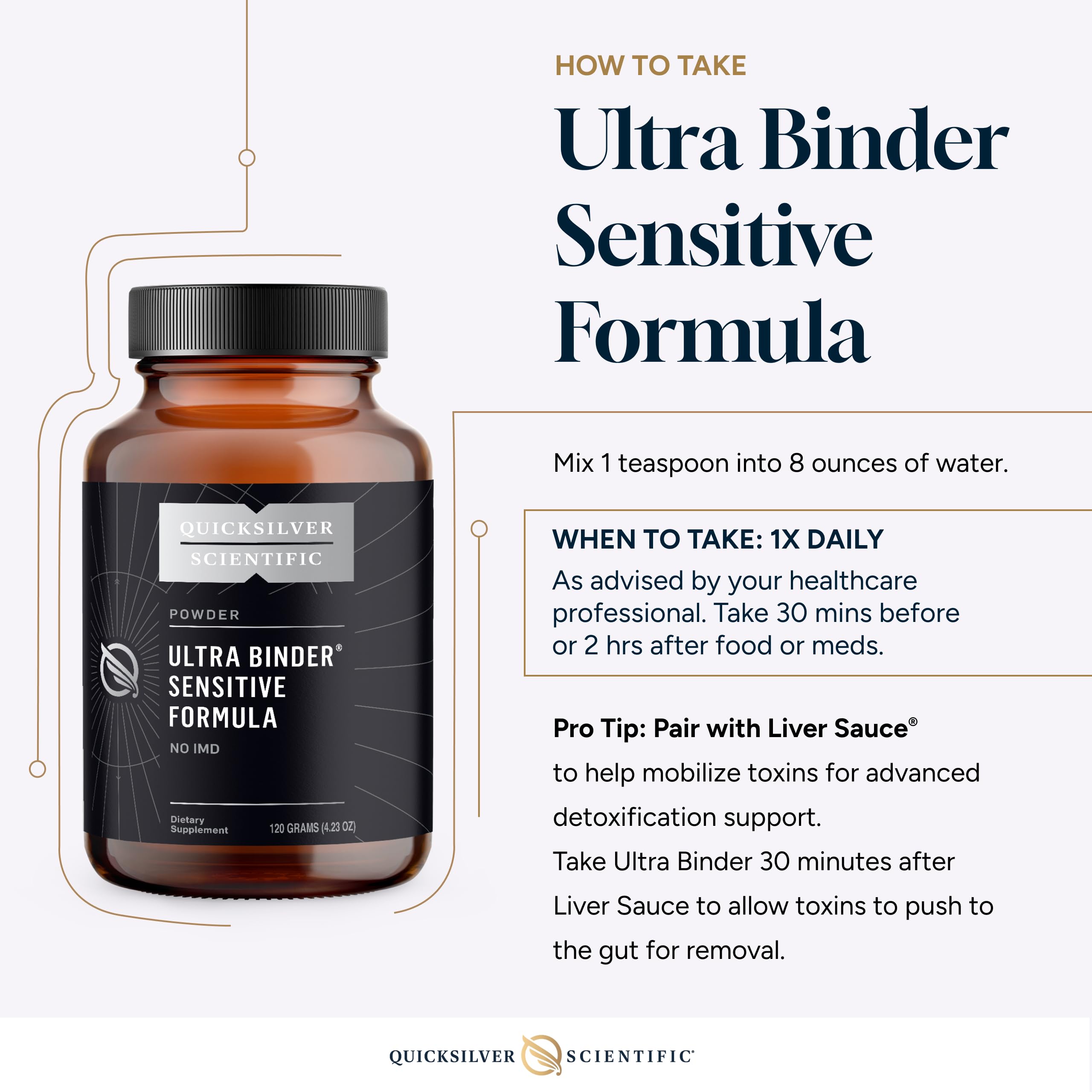 Quicksilver Scientific Ultra Binder Sensitive Formula packaging showcases eco-conscious design