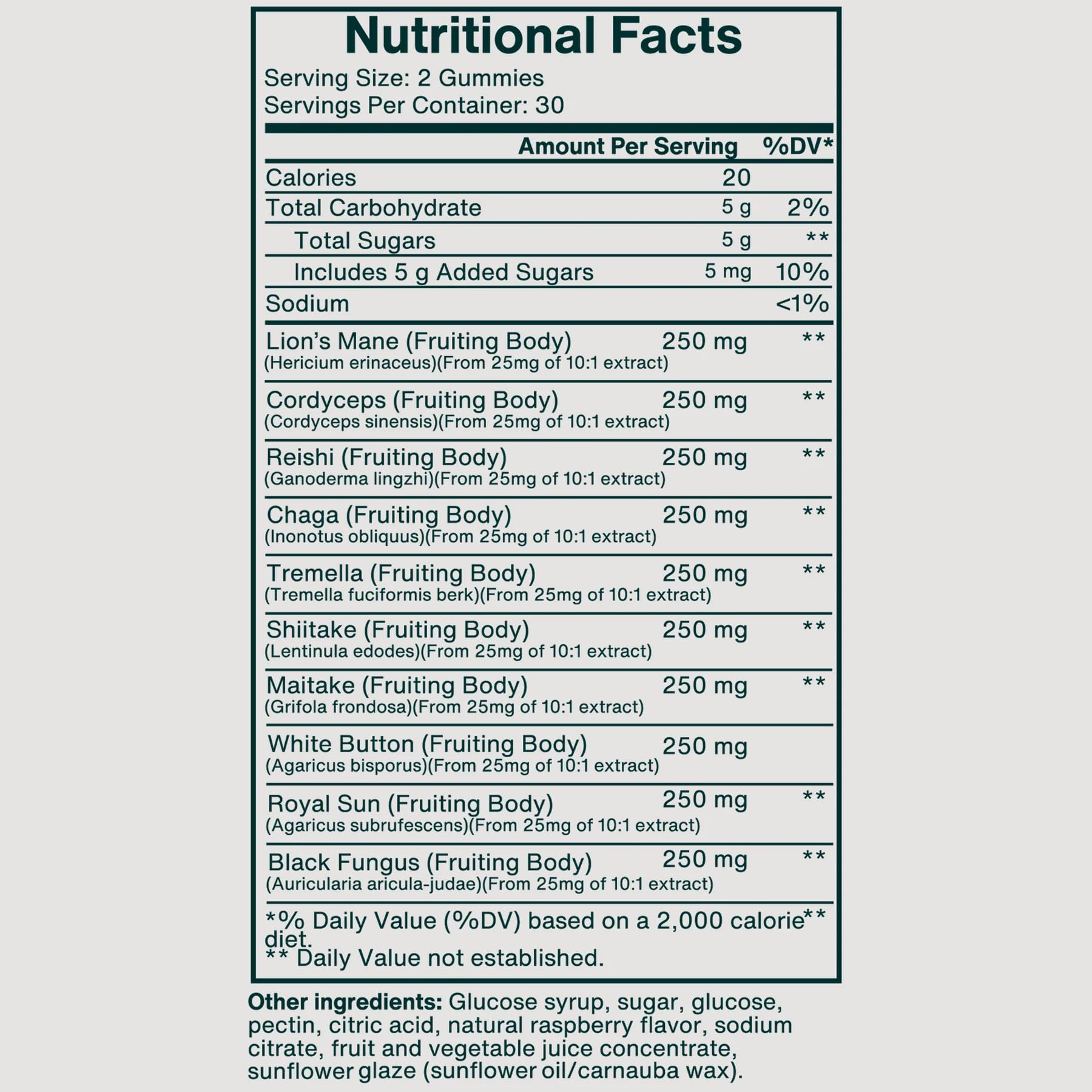 QUIET DOSE Ankhway Mushroom Gummies natural flavor close-up with vegan ingredients.