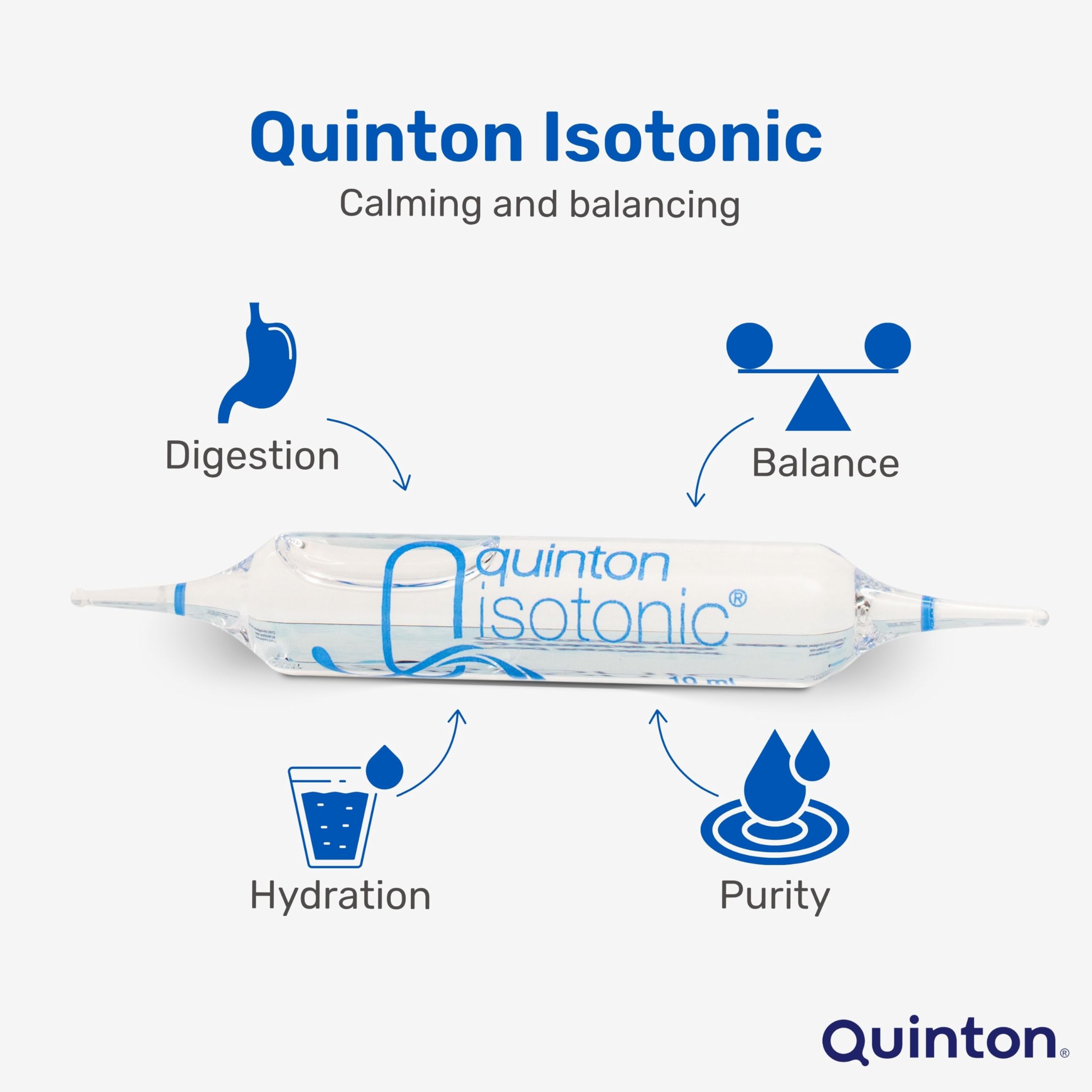 Ocean and spring water ingredients in Quinton isotonic ampoules