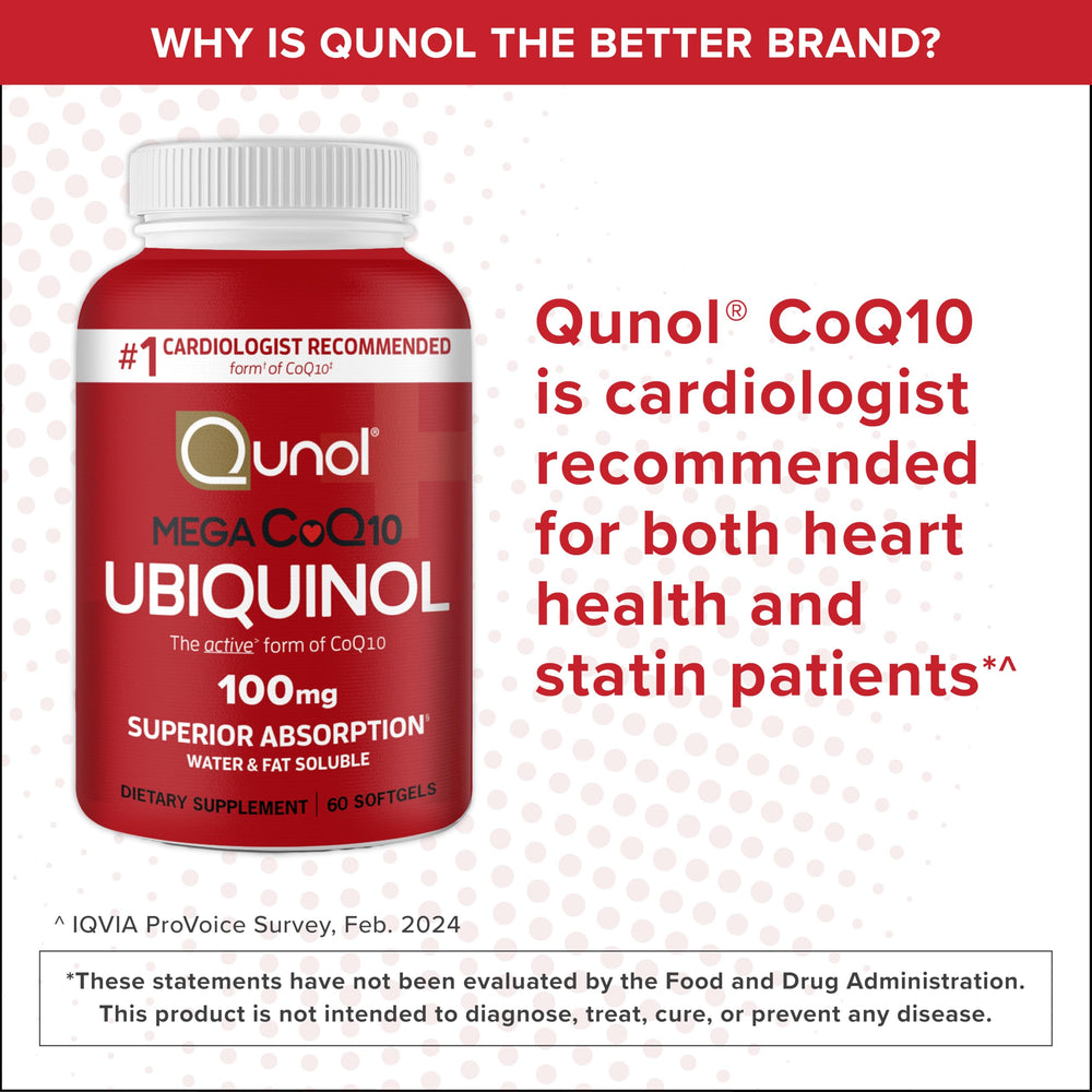 Qunol Mega Ubiquinol 100mg vial close-up with capsules