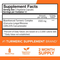 Qunol Turmeric bottle label highlights bioenhanced complex for better uptake.