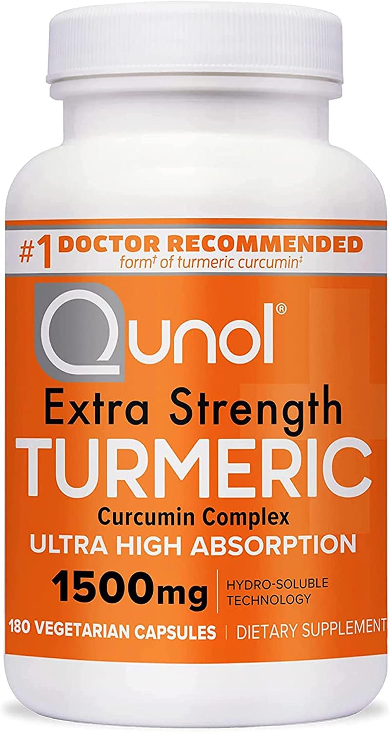Qunol Turmeric bottle showing Ultra High Absorption for daily joint support.