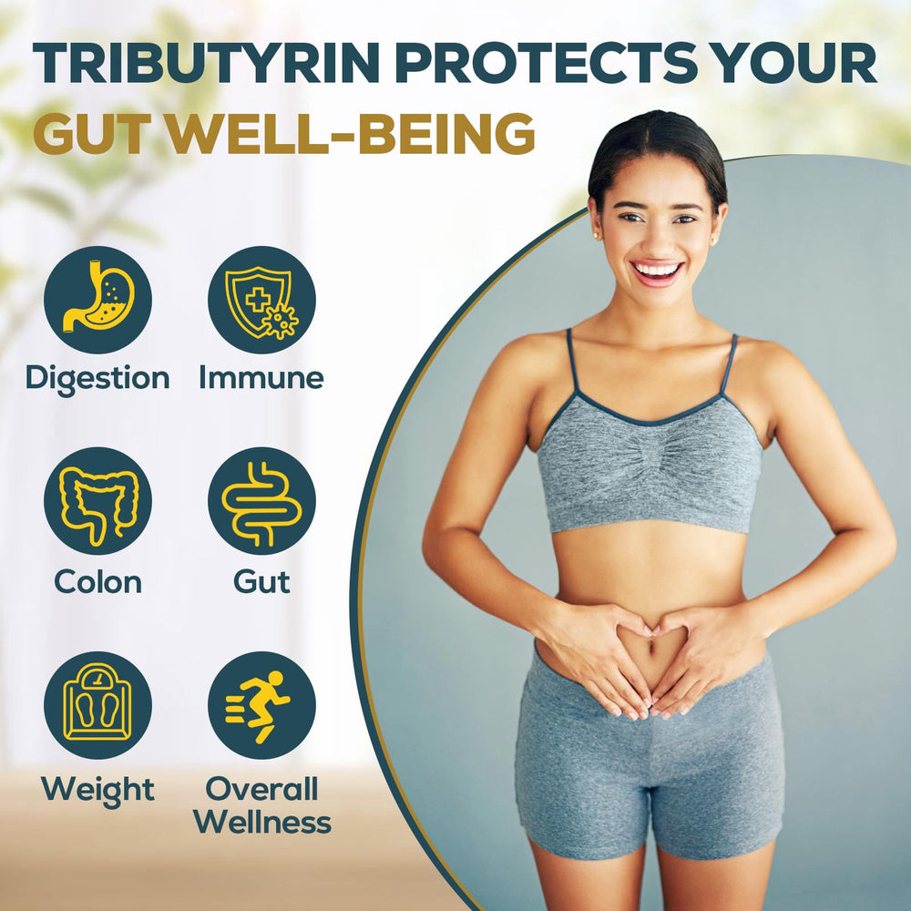 Quorinthiumax 800mg Tributyrin per serving for potent support in a single capsule.