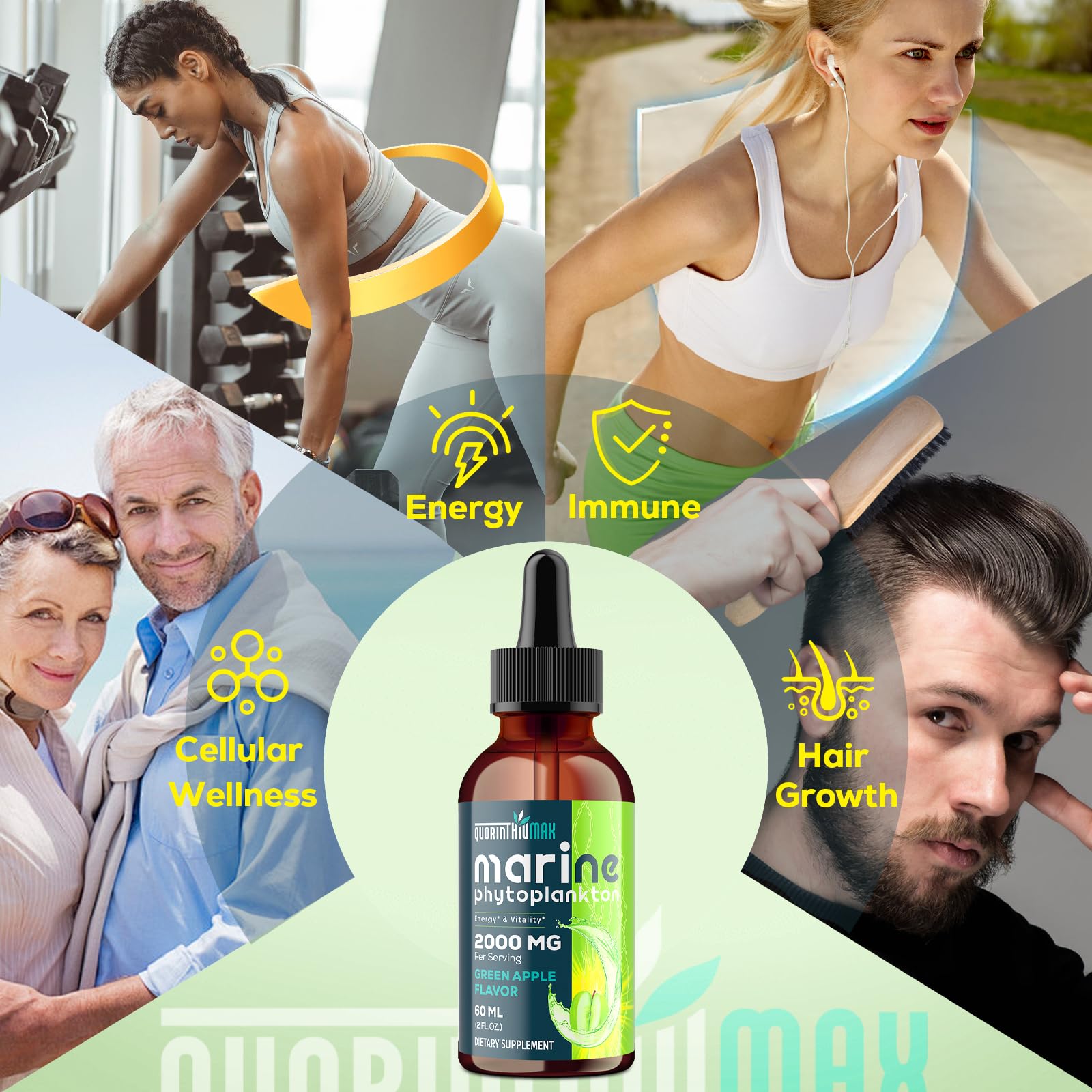 Closeup of Quorinthiumax bottle highlighting absorption-boosting blend