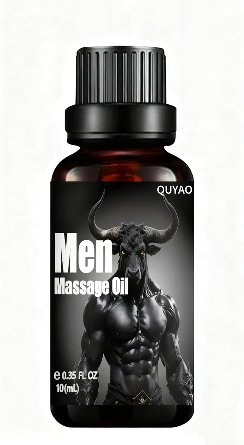 QUYAO Male Enhancement Oil bottle front view for relaxing massages.