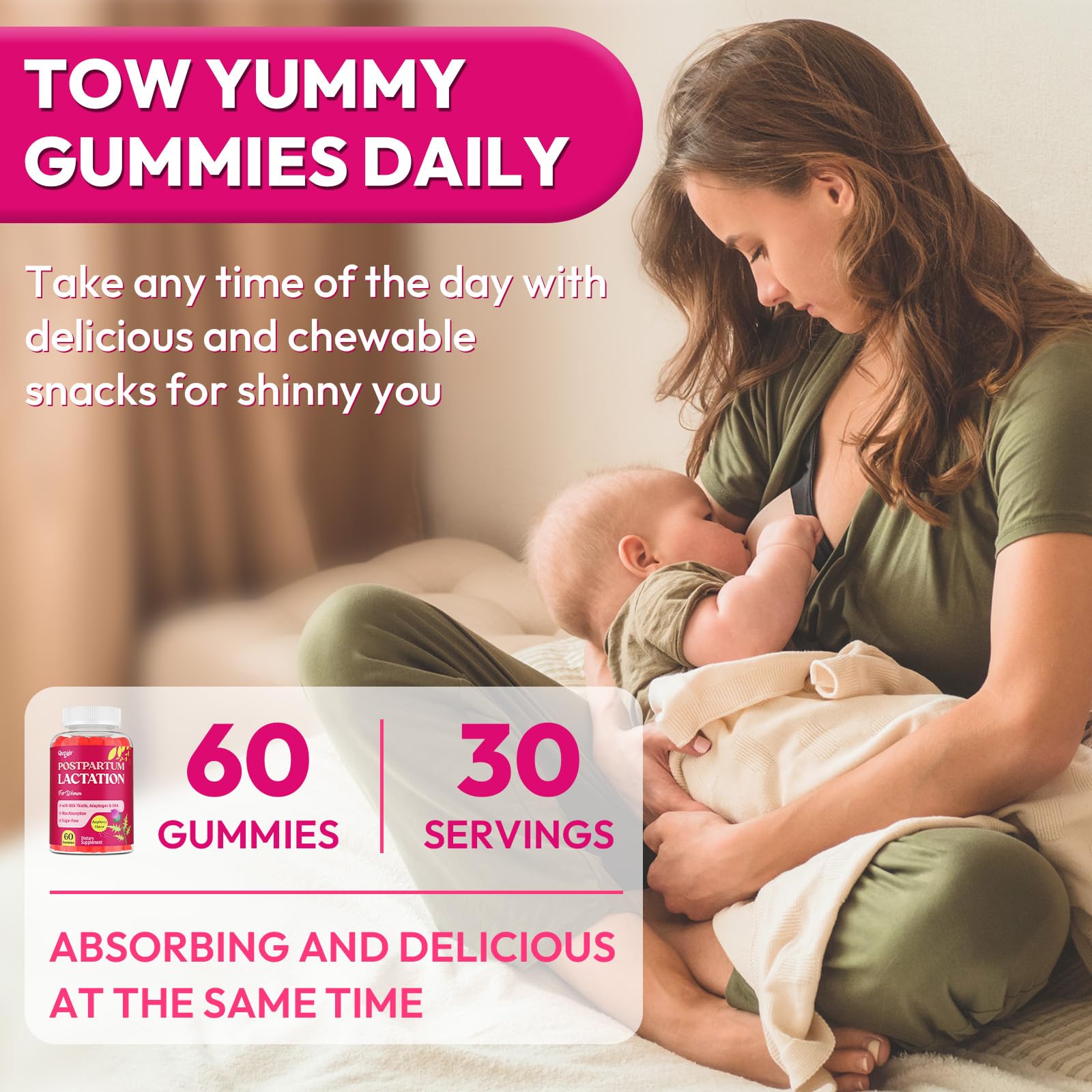 Quzair raspberry-flavored lactation gummies highlight sugar-free vegan option