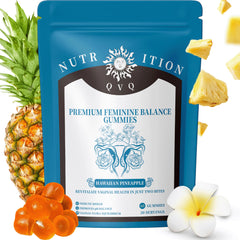 QVQ Feminine Balance bottle pouring daily flora support.