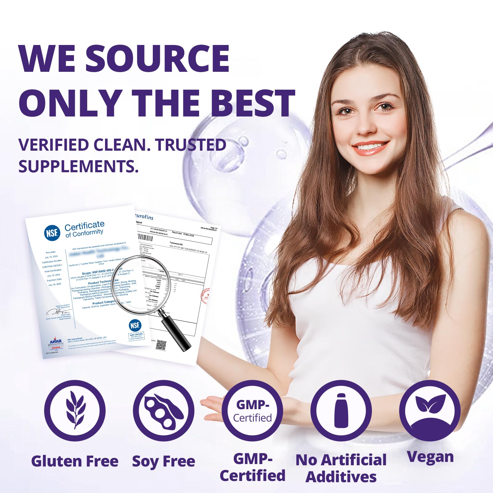 QVQ Non-GMO vegetarian-friendly seal on packaging