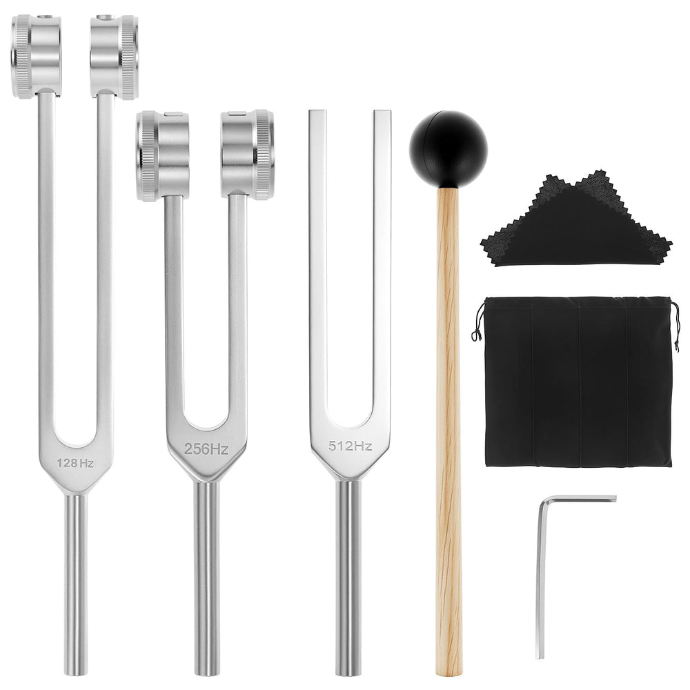 QWORK tuning forks set for versatile sound therapy during meditation and yoga