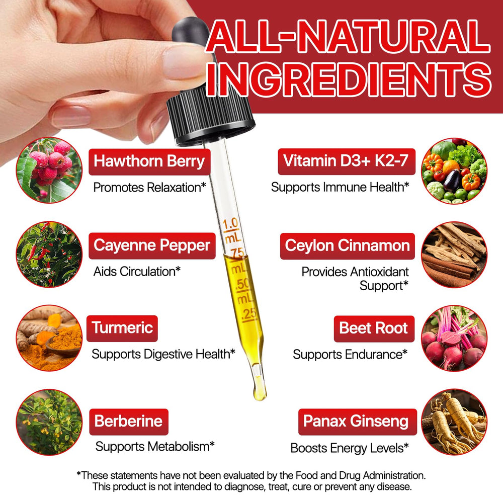 QwsYaay Cayenne Pepper Drops bottle beside a glass for beverage mixing ideas.