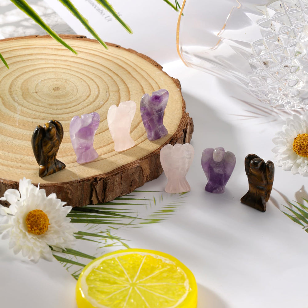 QYDCX polished crystal angel hand carved for gentle energy display.