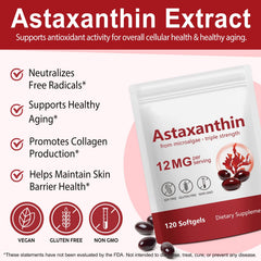 QYCOTXYR softgel bottle front showing natural astaxanthin benefits