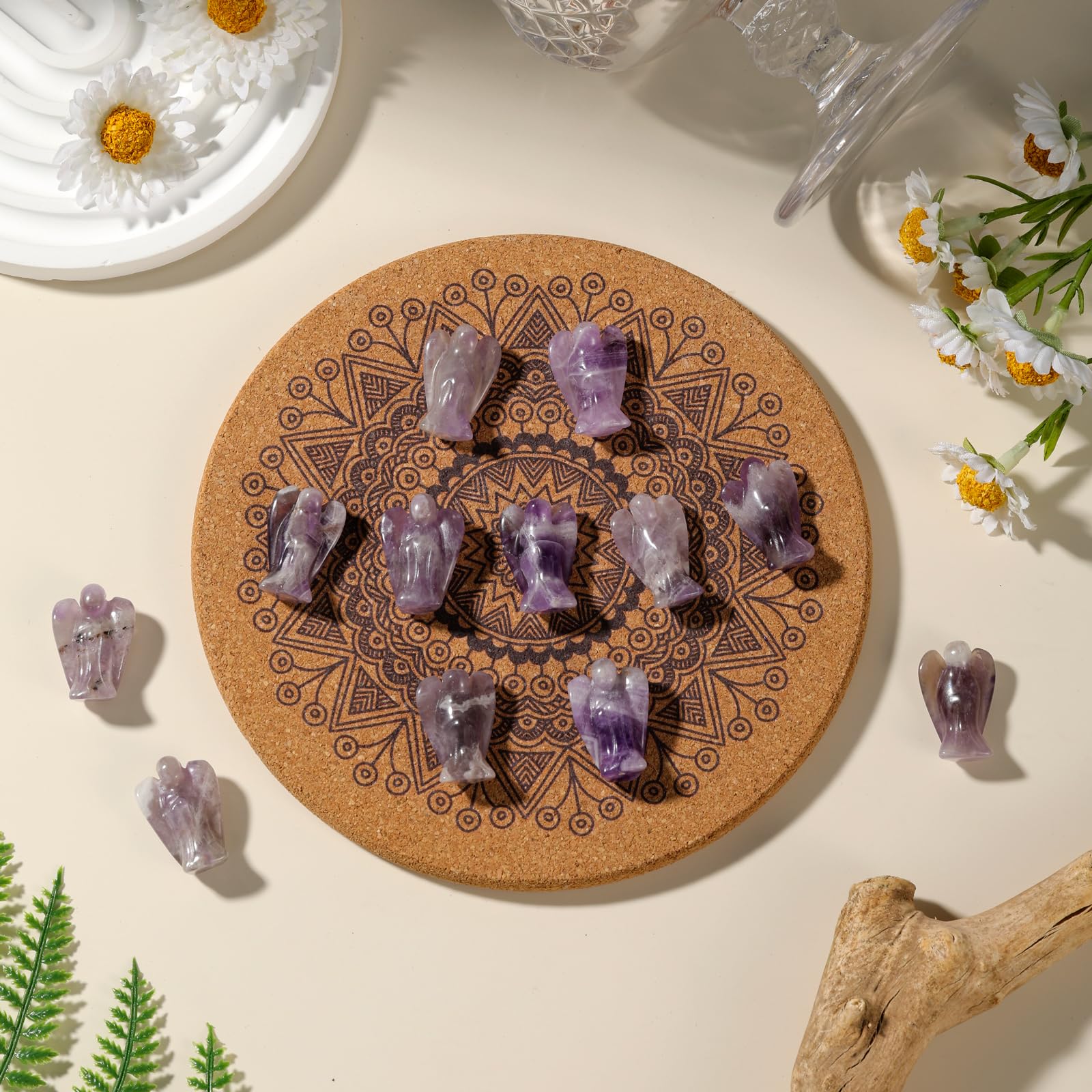 QYDCX amethyst angel figurine hand-carved detail enhancing tactile serenity.