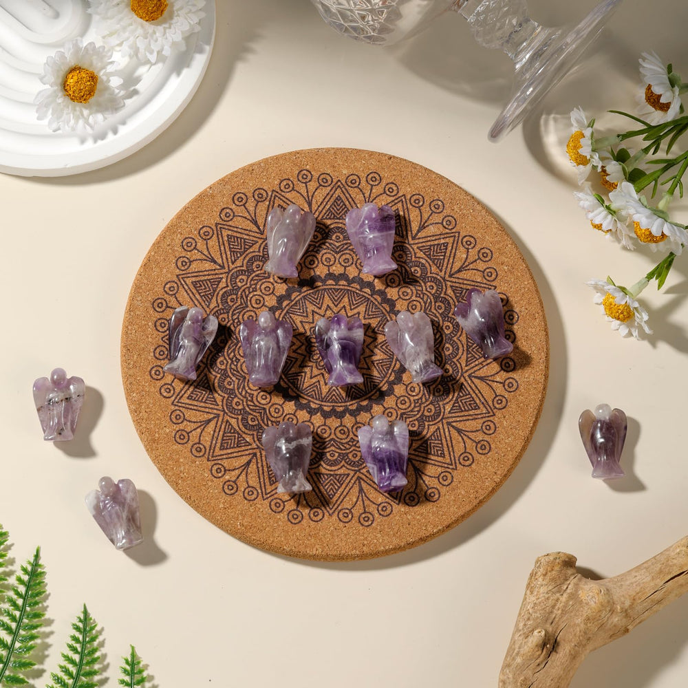 QYDCX amethyst angel figurine hand-carved detail enhancing tactile serenity.