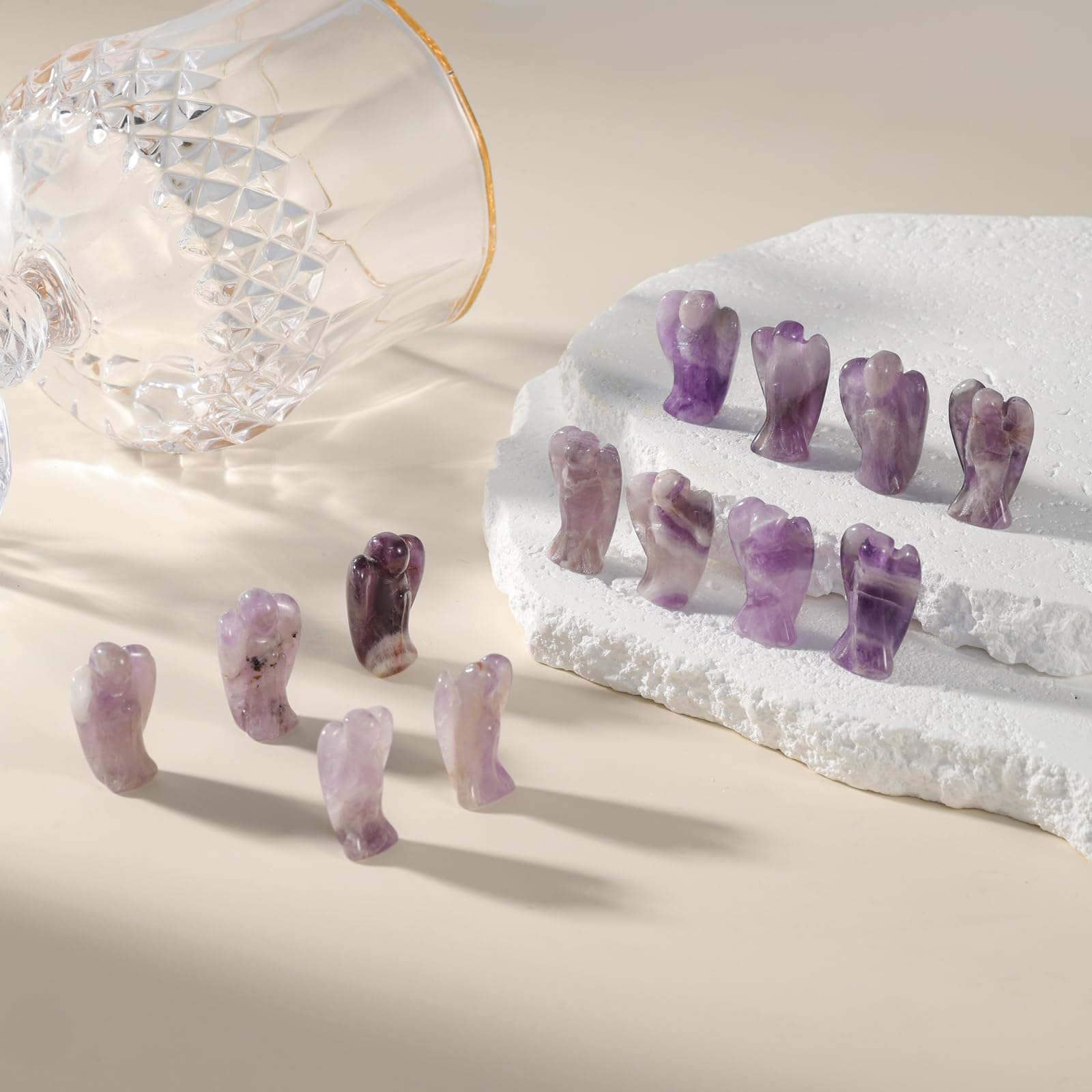 QYDCX amethyst angel figurine pocket-size design ideal for on-the-go meditation.