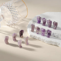 QYDCX amethyst angel figurine pocket-size design ideal for on-the-go meditation.