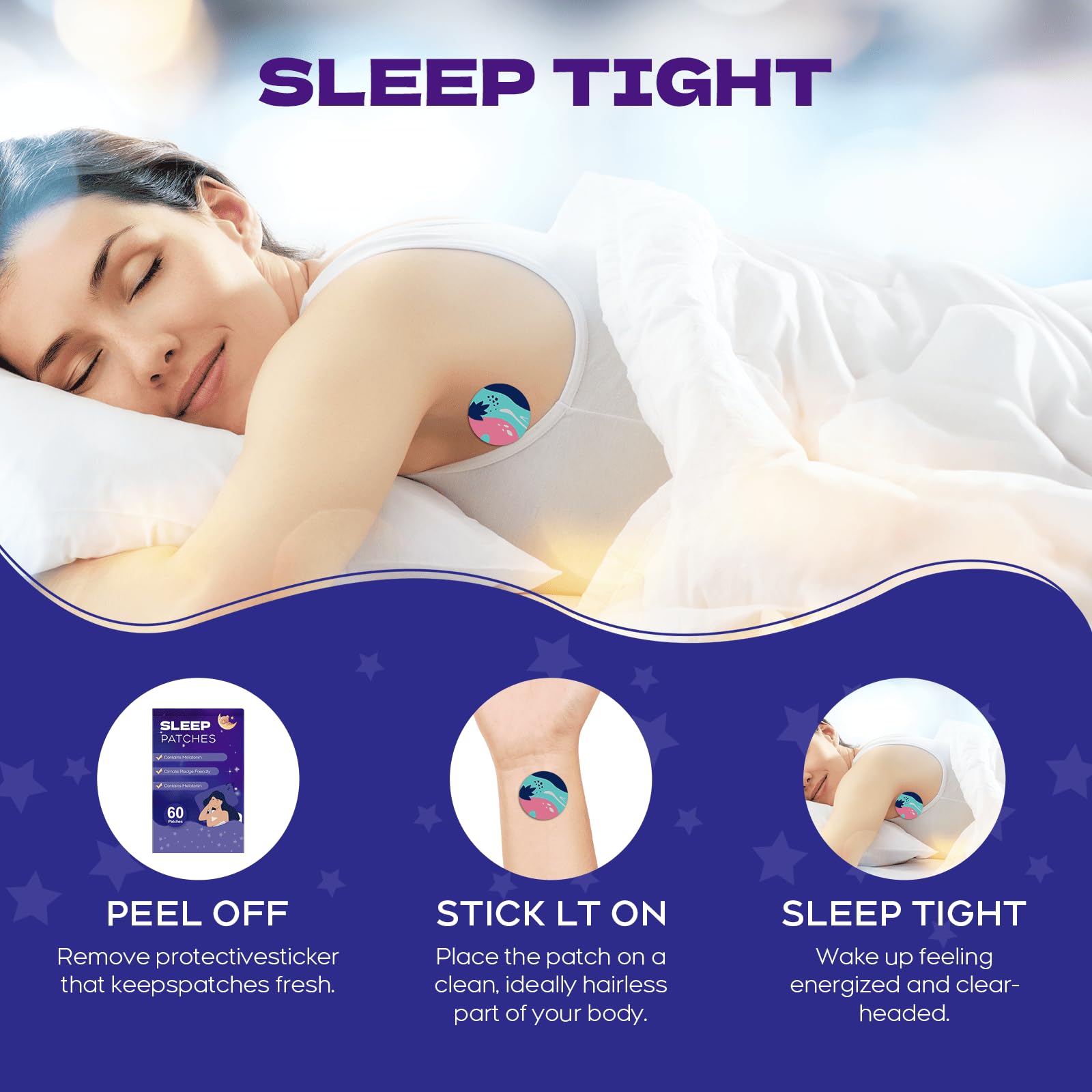 RAAYAM sleep patch features easy-to-apply design for a simple nightly routine.