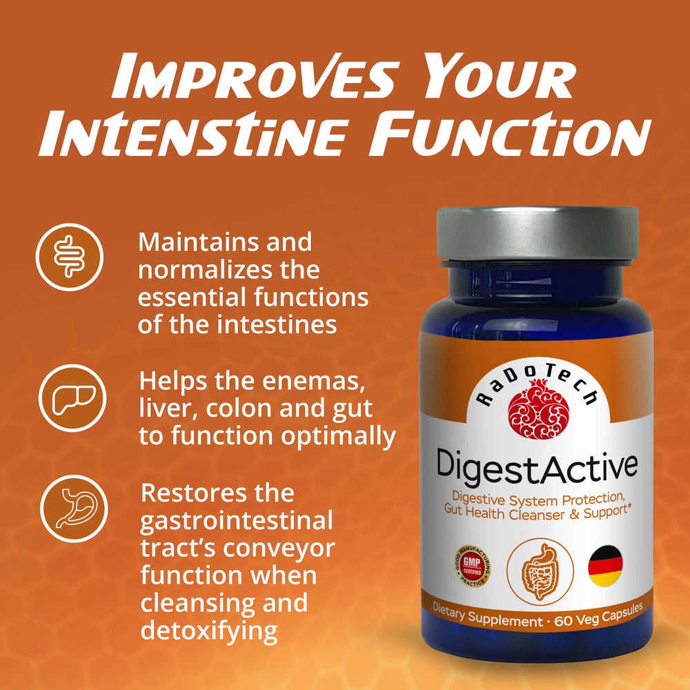 RaDoTech DigestActive packaging display on shelf signaling an easy health routine.