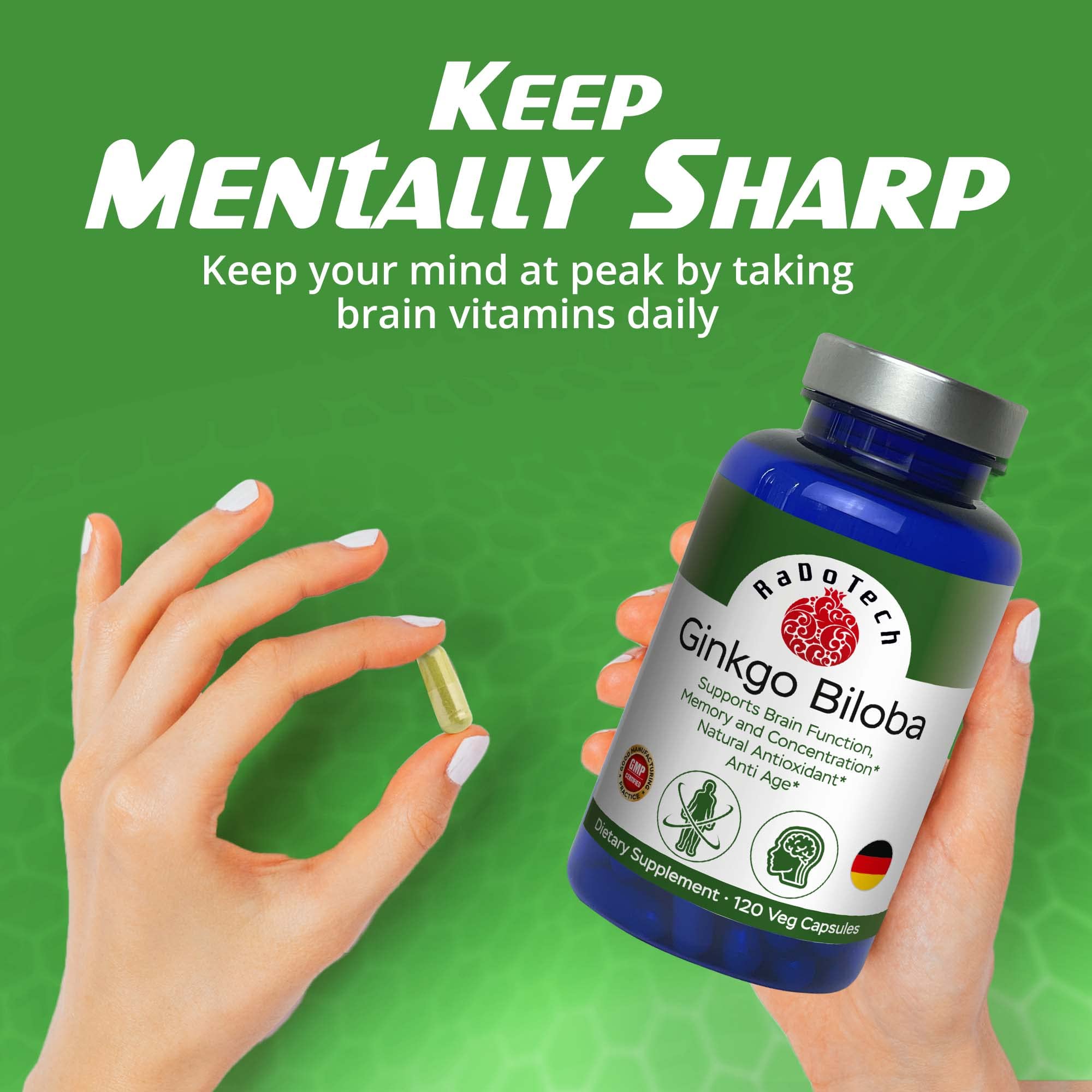 RaDoTech Ginkgo Biloba product with clean label for informed choices.