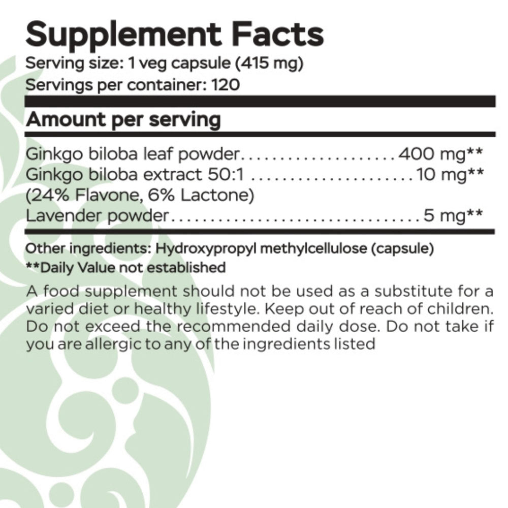 RaDoTech Ginkgo Biloba leaves emphasize natural origins and plant based science.