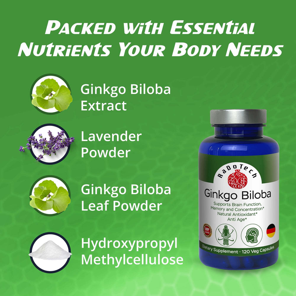 RaDoTech bottle poured capsules supporting steady cognitive performance.