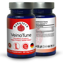 RaDoTech VeinoTune label detail noting vitamin C enriched treatment benefits